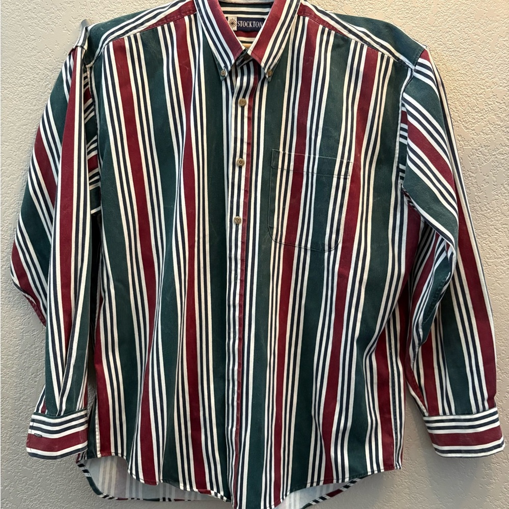 Stockton Men's Multicolor Striped Casual Button Down Shirt Cotton SZ XL